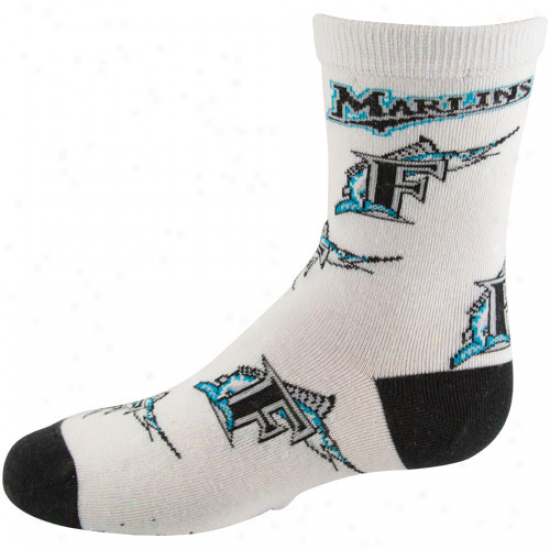 Florida Marlins Preschool Allover Crew Socks - White