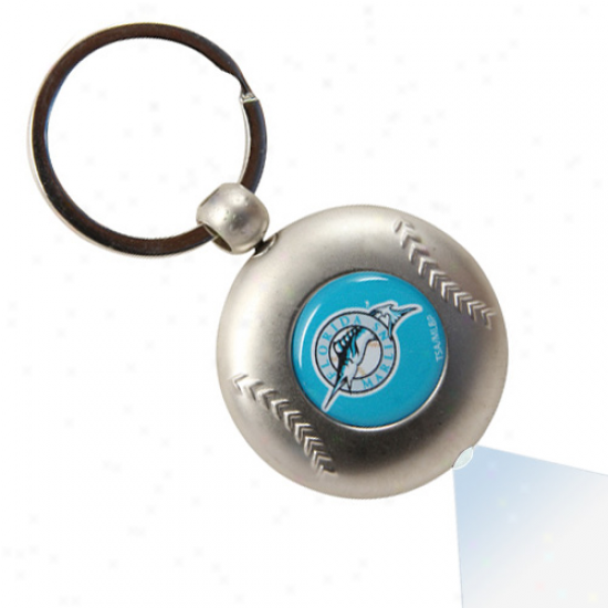 Florida Marlins Silver Baseball Flashlight Keychain