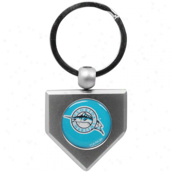 Florida Marlins Silver Pewter Home Plate Keychain