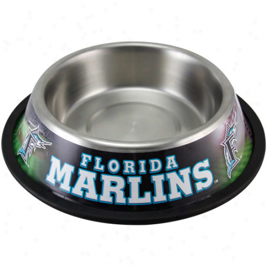 Florida Marlins Stainless Steel Pet Bowl