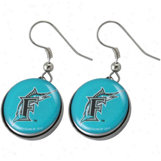 Florida Marlins Team Logo Charm Drop Earrings