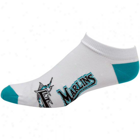 Florida Marlins White Team Logo Ankle Socks