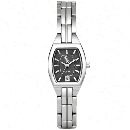 Fossil Chicago White Sox Ladies Stainless Steel Cushion Watch