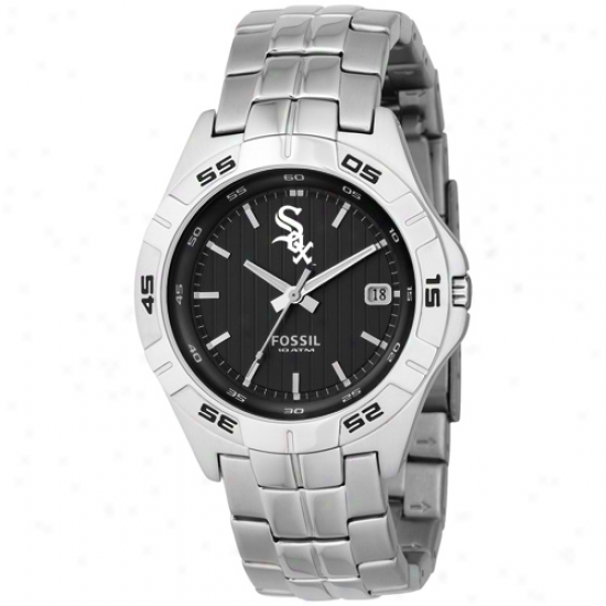 Fossil Chicag oWhite Sox Stainless Steel Analog Mlb Team Logo Watch