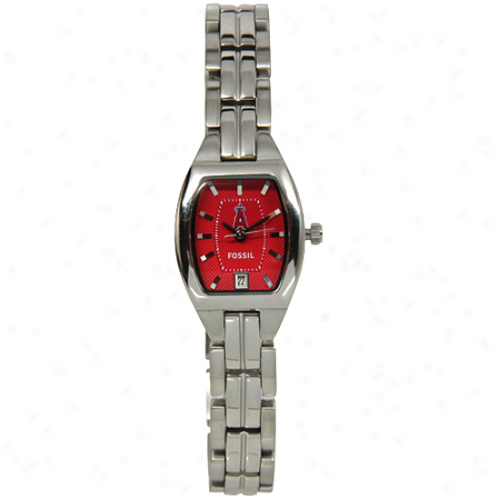 Fossil Los Angeles Angels Of Anaheim Ladies Stainless Steel Cushion Watch