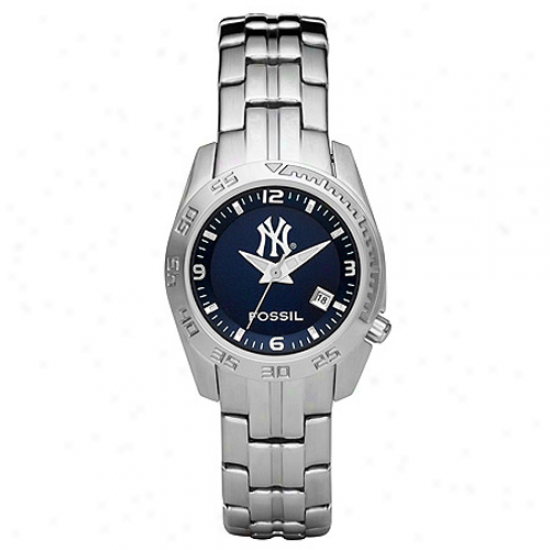 Fossil New York Yankees Ladies Stainless Steel Analog Sport Watch