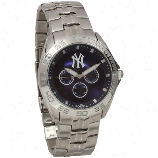 Fossil New York Yankees Multifunction Stainless Steel Watch