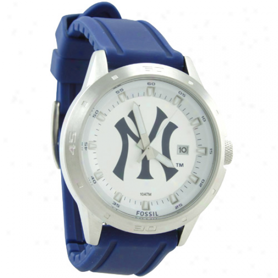 Fossil New York Yankees Navy Blue Polyureghane Band Watch