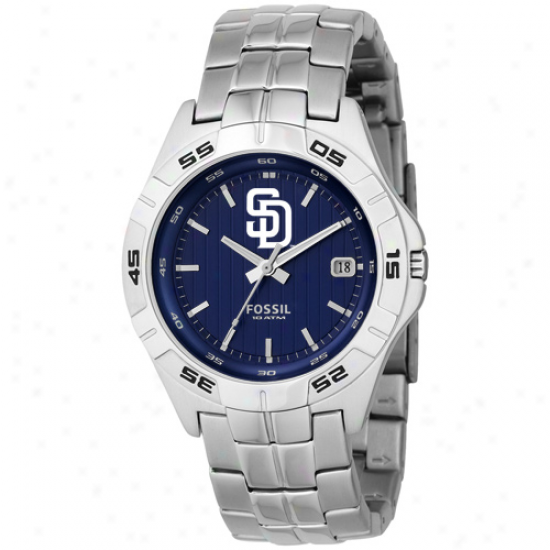 Fossil San Diego Padres Stainless Steel Analog Mlb Team Logk Watch