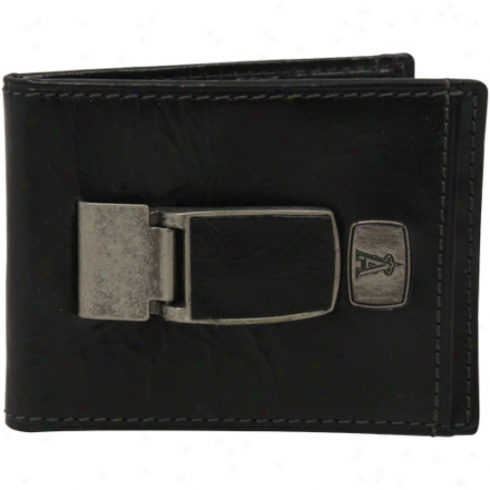 Fossill Los Angeles Angels Of Anaheim Ef~ery Pocket Leather Wallet - Balck