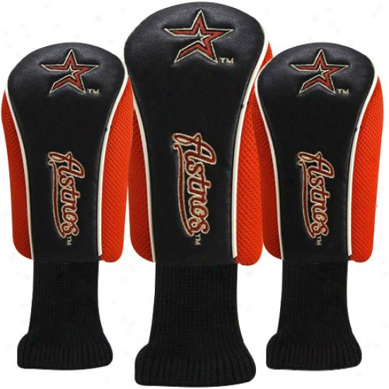 Houston Astros Black-orange 3-pack Golf Club Headcovers