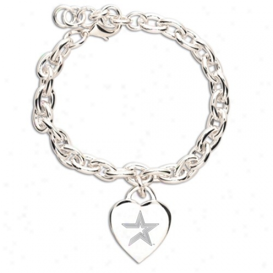 Houston Astros Ladies Silver Heart Charm Bracelet