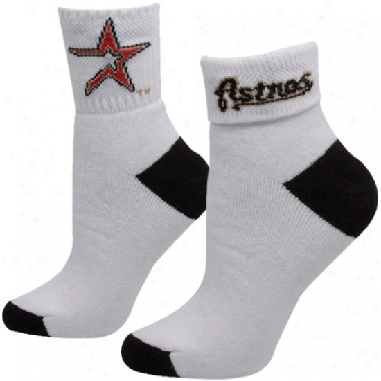 Houston Astros Ladies White-black Roll-down Socks