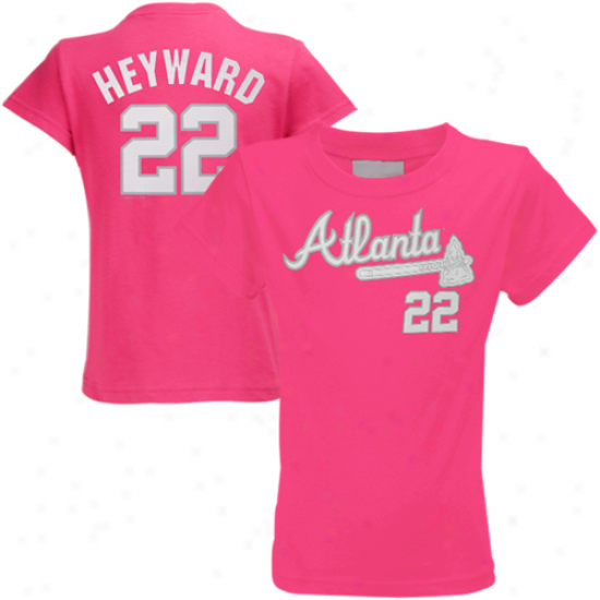 Jason Heyward Atlanta Braves #22 Youth Girls Player T-shirt - Pink