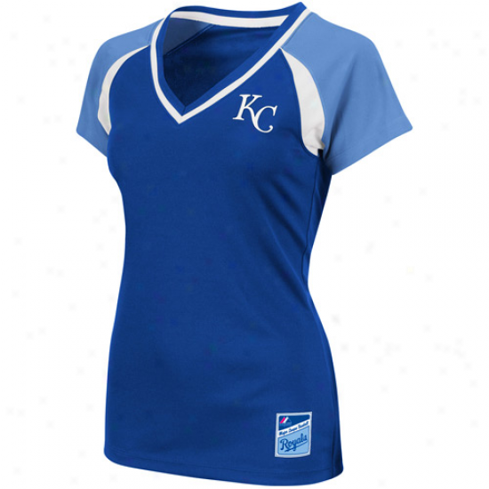 Kansas City Royals Ladies The Emerald Rate above par V-neck Form Top - Royal Blue