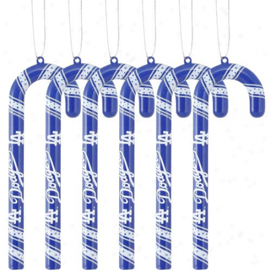 L.a. Dodgers 6-pack Team Color Candy Cane Ornaments