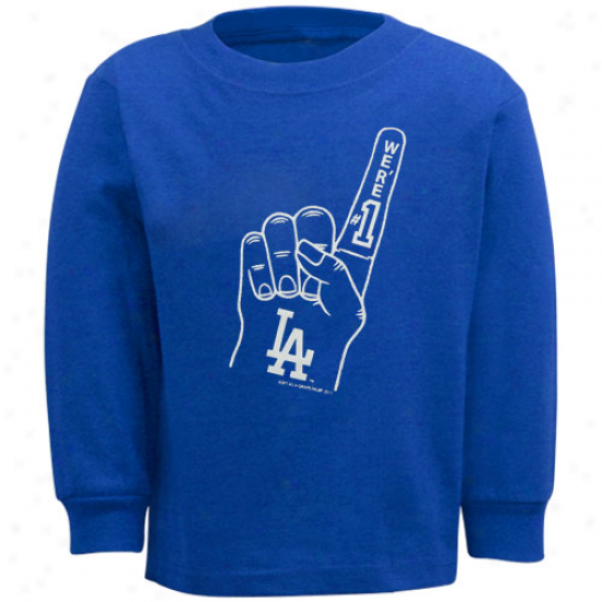 L.a. Dodgers Babe Foam Finger Long Sleeve T-shirt - Royal Blue