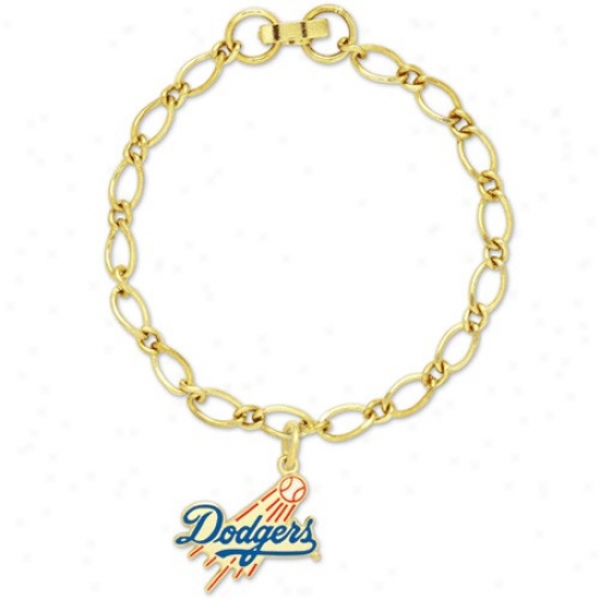 L.a. Dodgers Ladies Gold-tone Charm Brace1et