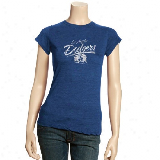 L.a. Dodgers Ladies Heather Royal Blue Scratch Babydoll T-shirt