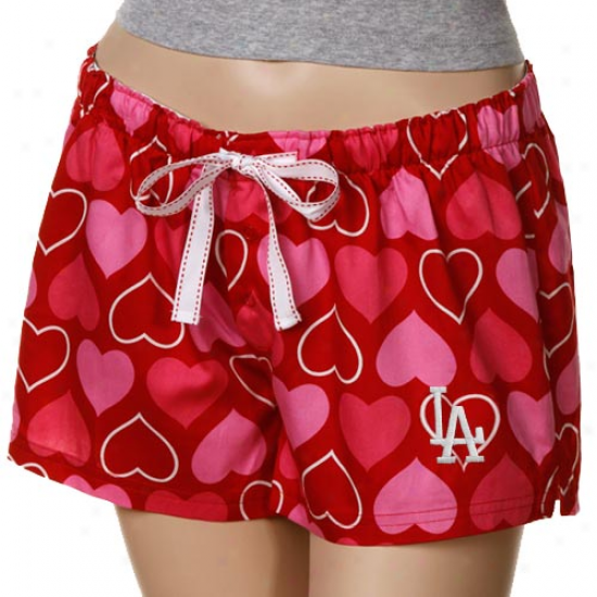 L.a. Dodgers Ladies Red Candy Hearts Boxer Shorts