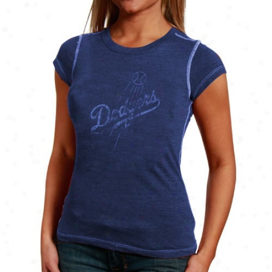 L.a. Dodgers Ladies Royal Blue Triblend Stitched T-shirt
