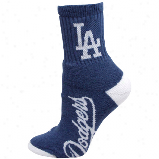 L.a. Dodgers Laides Royal Blue-white Dual-color Tam Logo Crew Socks