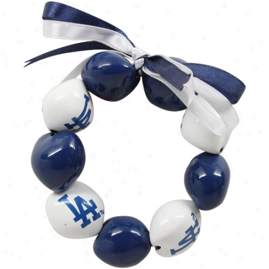 L.a. Dodgers Ladies Royal Blue-white Kukui Beaded Bracelet