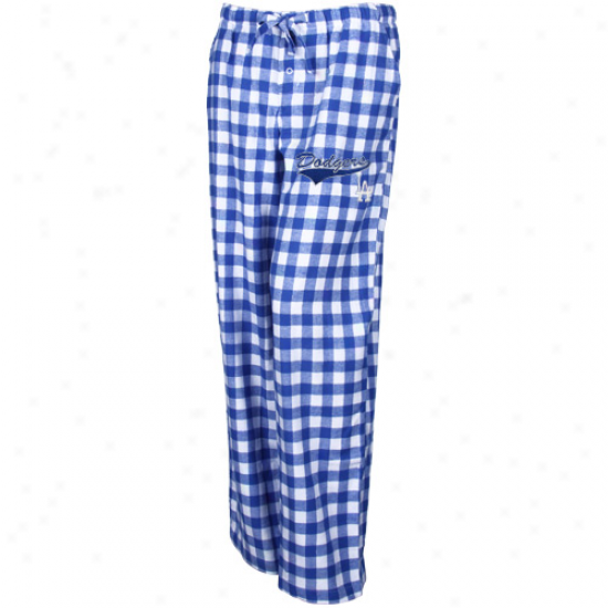L.a. Dodgers Ladies Royal Blue-white Paramount Plaid Pajama Pants