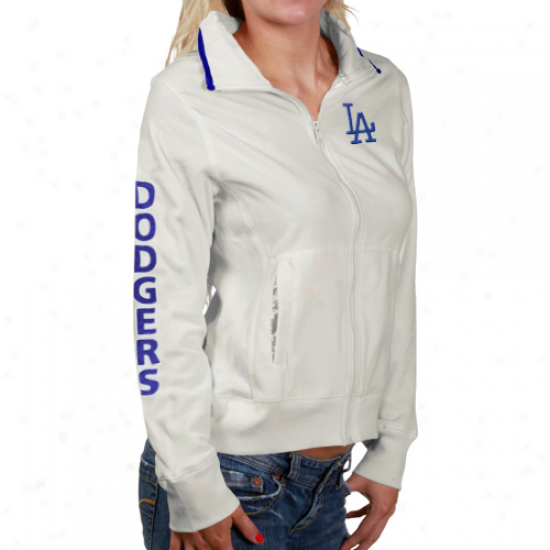 L.a. Dodgers Ladies White Frost Fulll Zip Fleece Jacket