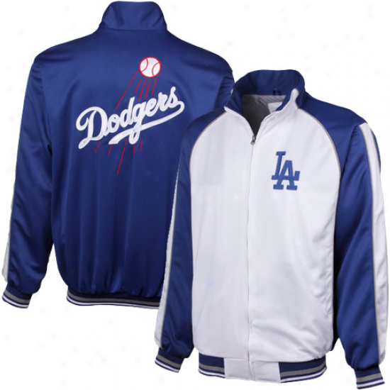 L.a. Dodgers Men's Loyalty Track Jacket - White/royal Blue