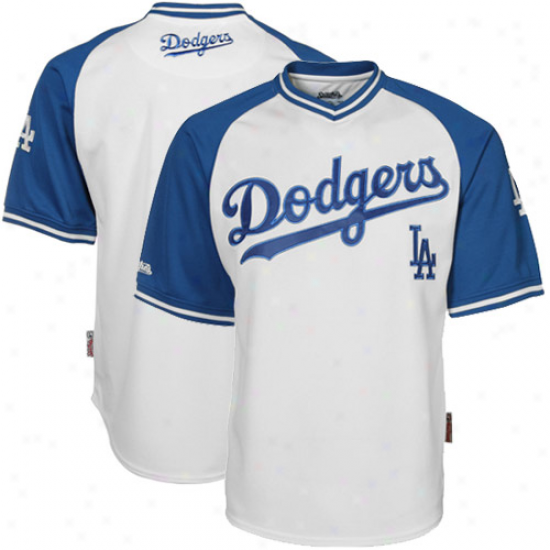 L.a. Dodgers Mesh Pullover V-neck Jersey - White