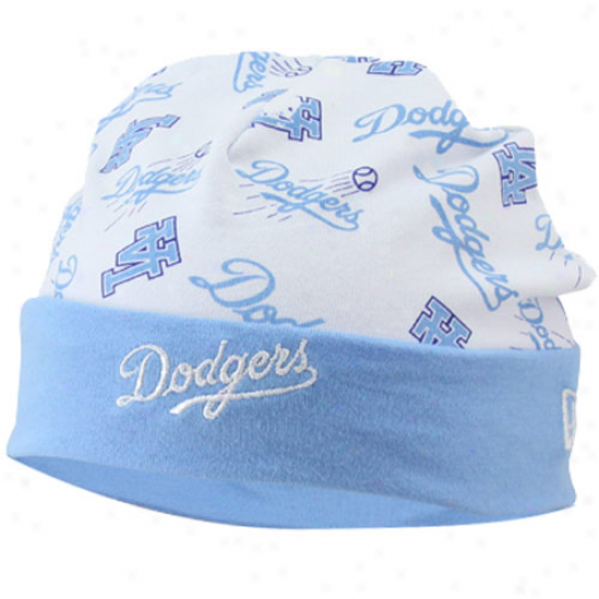 L.a. Dodgers Newborn White-blue Reversible Knit Beanie