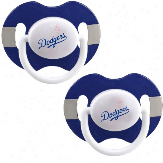 L.a. Dodgers Royal Blue-gray Striped 2-pack Team Logo Pacifiers