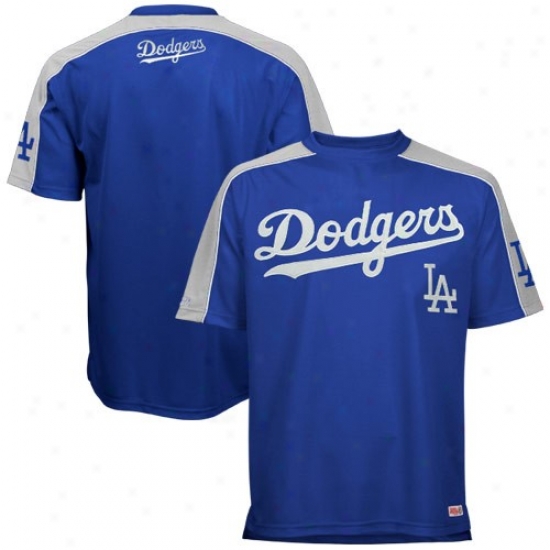 L.a. Dodgers Royal Blue Tackle Twill Crew Preium T-shirt