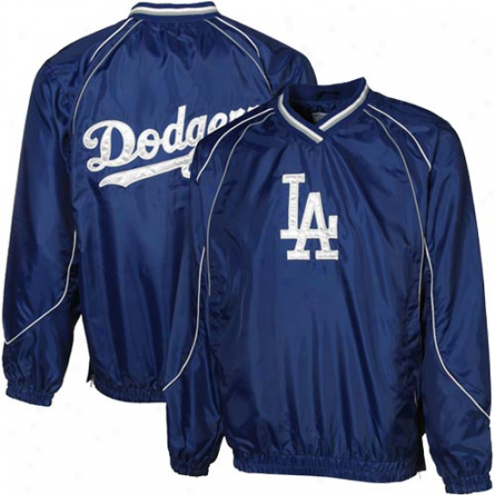 L.a. Dodgers Royal Blue V-neck Pullover Jacket