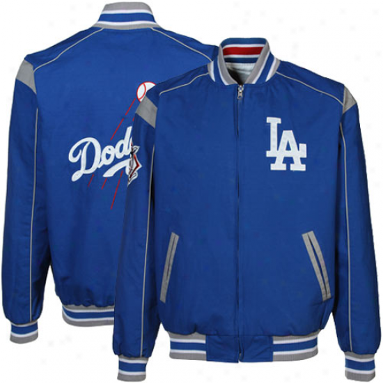 L.a. Dodgers Royal Blue-white Reversible Team Varsity Full Zip Jacket