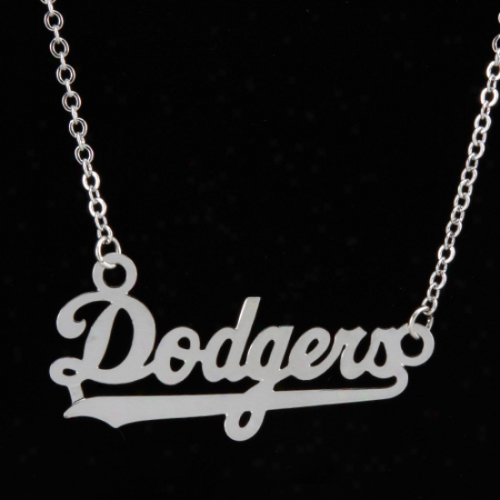 L.a. Dodgerd Silver Script Necklace