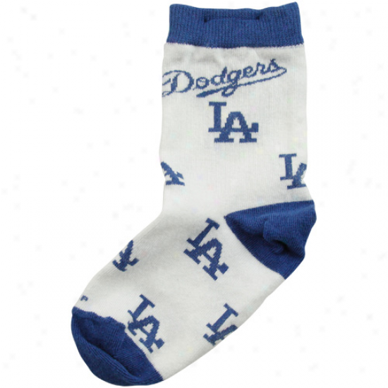 L.a. Dodgers Toddler Allover Crew Socks - White