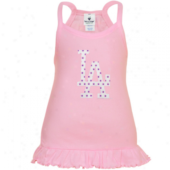 L.a. Dodgers Toddler Girls Pink Ruffle Logo Tunid Tank Top