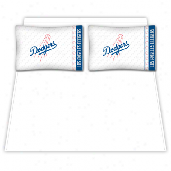 L.a. Dodgers White Full Sheet Set