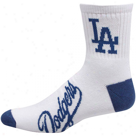 L.a. Dodgers White Team Logo Quarter-length Socks
