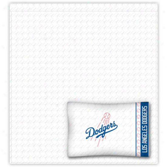 L.a. Dodgers White Twin Sheet Set