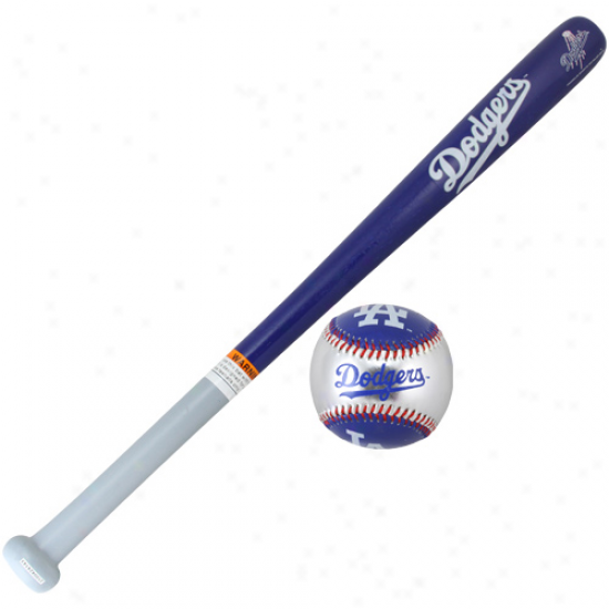 L.a. Dodgers Wood Bat & Sotf Strike Baseball Set