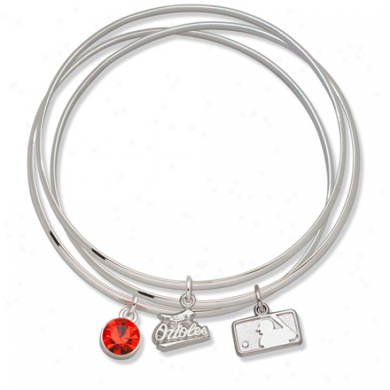 Logo Art Baltimore Orioles Ladies Spirit Crystal Bangle Bracelet Set