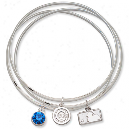 Logo Art Chicago Cubs Ladies Spirit Crystal Bangle Bracelet Set