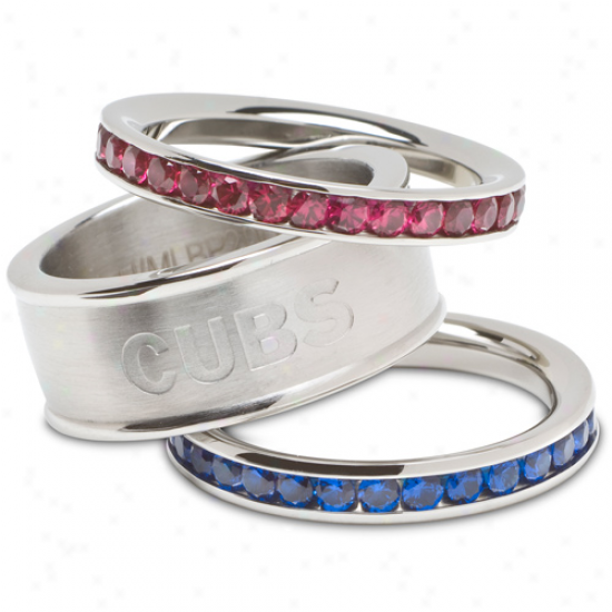 Logo Art Chicago Cubs Ladies Spirit Crystal Stacked Ring Set