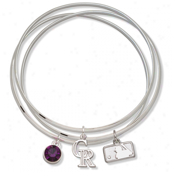 Logo Art Colorado Rockiea Ladies Spirit Crystal Bangle Bracelet Set