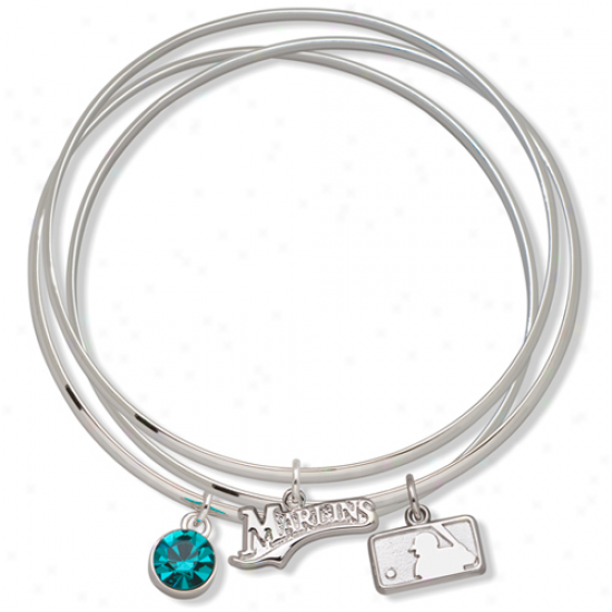 Logo Art Florida Marlins Ladies Spirit Crystal Bangle Bracelet Group