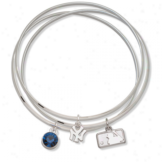 Logo Art New York Yankees Ladies Spirit Crystal Bangle Bracelet Set