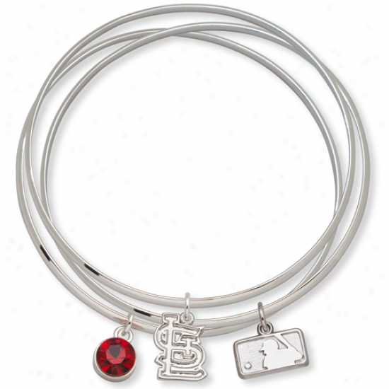 Logo Art St. Louis Cardinals Ladies Spirit Crystal Bahgle Bracelet Set